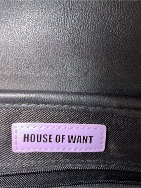 House of Want Black Crossbody Bag with Lilac Logo Patch